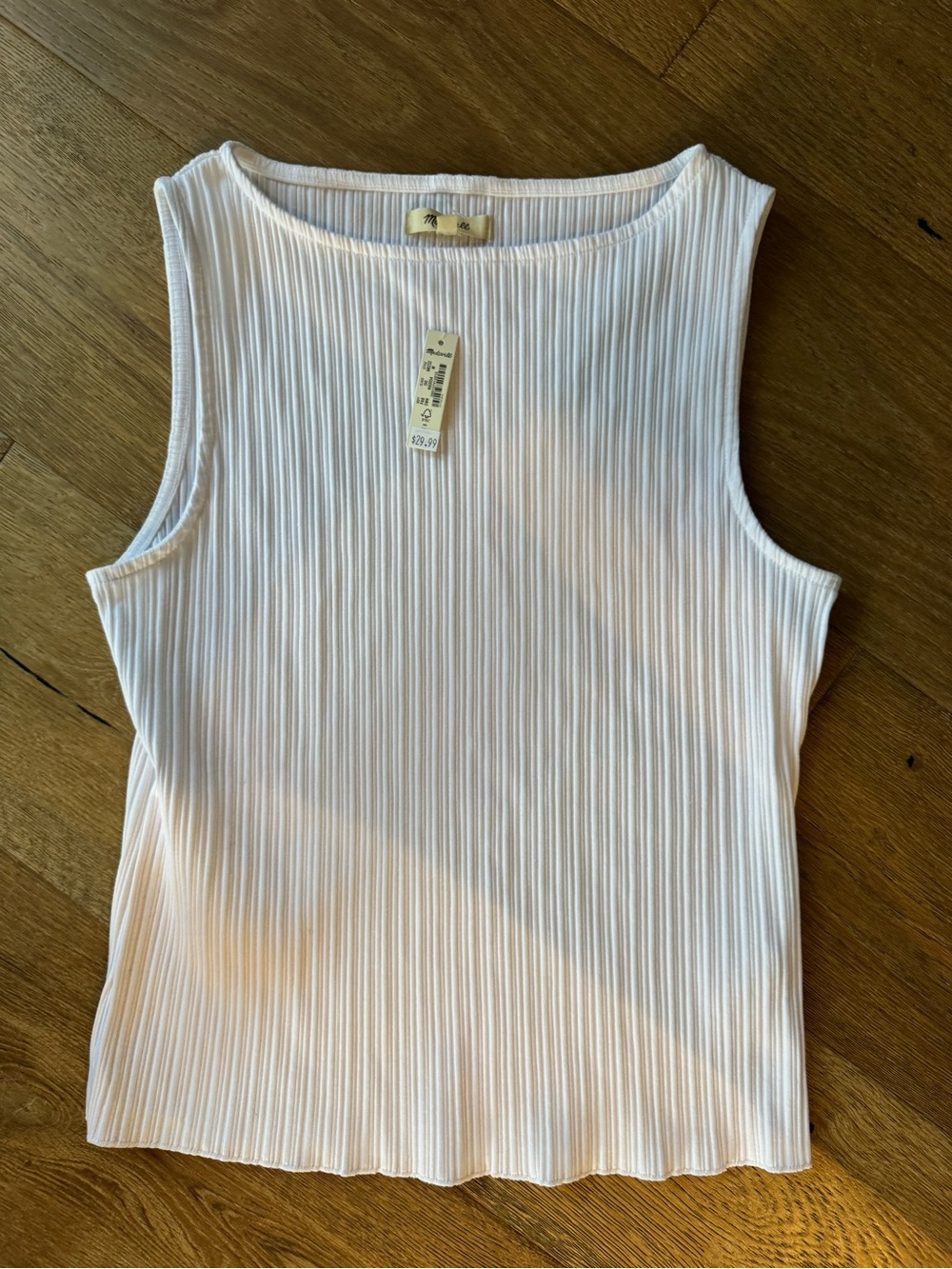 Madewell Cream Ribbed Sleeveless Boatneck Tank